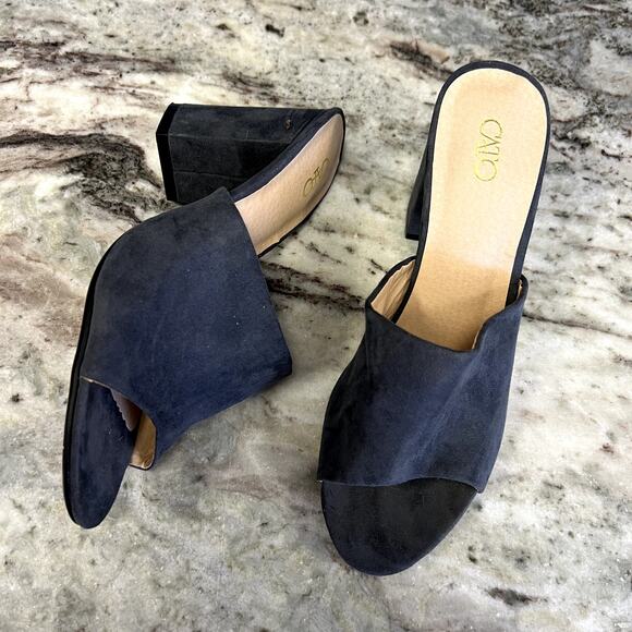 Cato Women's Gray Suede Platform Block Open Toe Heels Size 8 - Picture 4 of 6